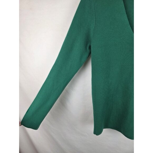 Express Womens Sweater Size Large Emerald Green V-Neck Soft Knit Long Sleeve Top - Picture 6 of 10